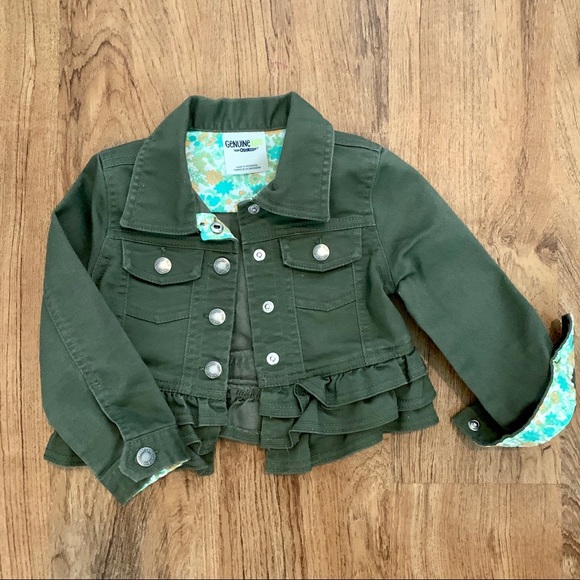 OshKosh B'gosh Other - Green denim jacket with ruffled hem 2T